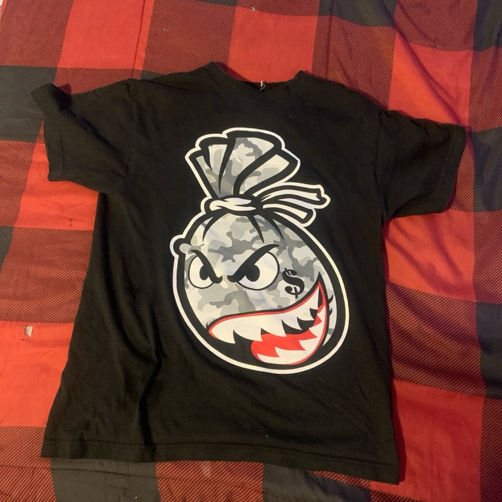 Black and Gray Short Sleeve Tee with Bold Graphic Design